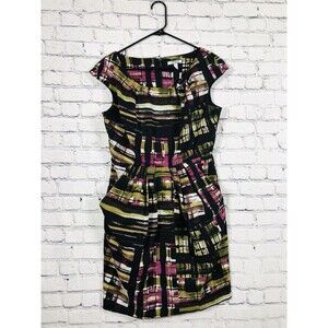 Corey P. Women Geometric Print Cap Sleeve Sheath Dress Multi Color Size 8